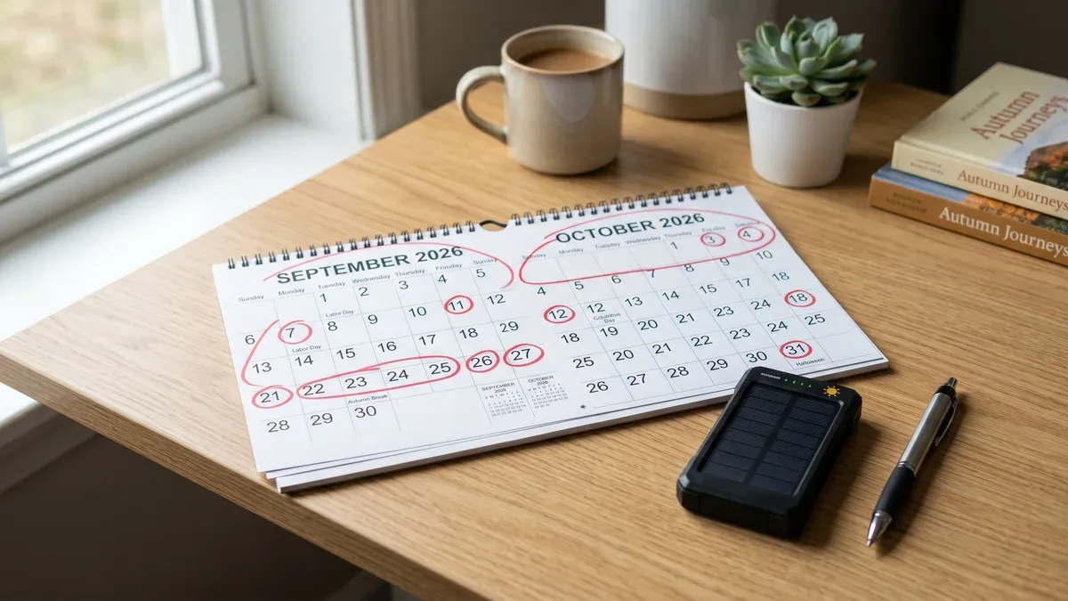 Calendar de perete românesc cu lunile mai, iunie, iulie și august marcate, alături de o baterie de stocare și un creion roșu